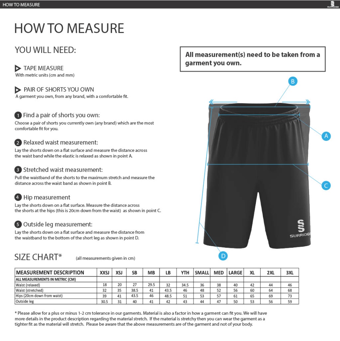 BAPCHILD CC Fuse Shorts : Navy - Size Guide