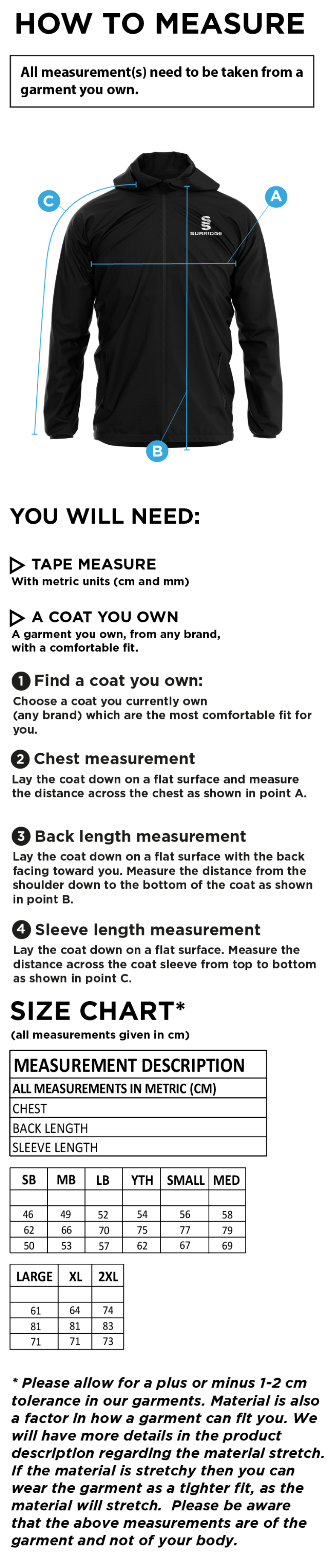 BAPCHILD CC Dual Elite 1/4 Zip Hoody / Rain Jacket : Navy - Size Guide